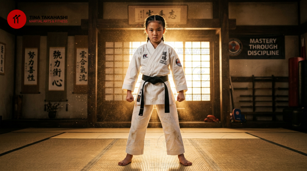 Confident child in martial arts gi - Tina Takahashi